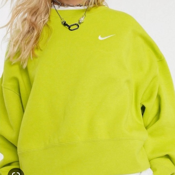 Nike | Tops | Nike Cropped Pullover Sweatshirt Lime Green S | Poshmark